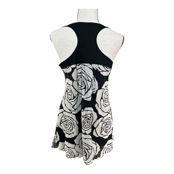 Vintage Charlotte Russe Rose Print Babydoll Tunic Dress NWOT Y2K Size M/L Racer - Picture 2 of 5